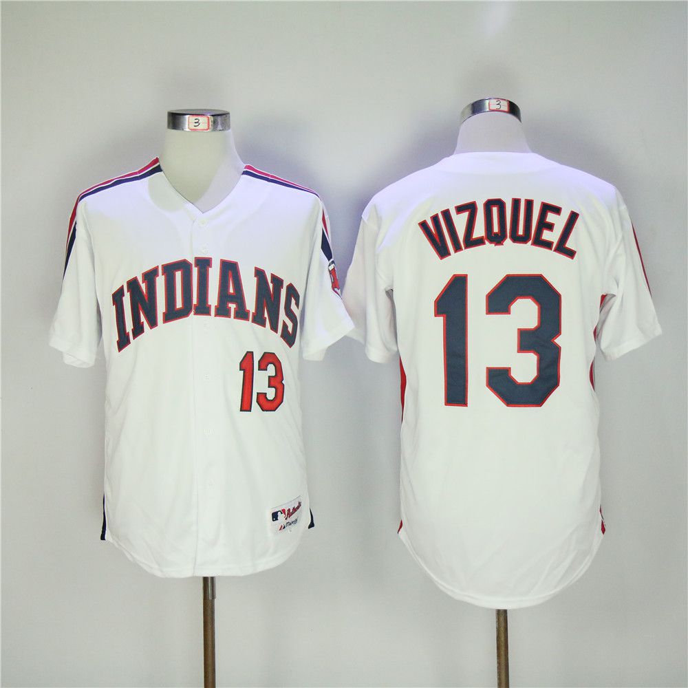 Men Cleveland Indians #13 Vizquel White MLB Jerseys